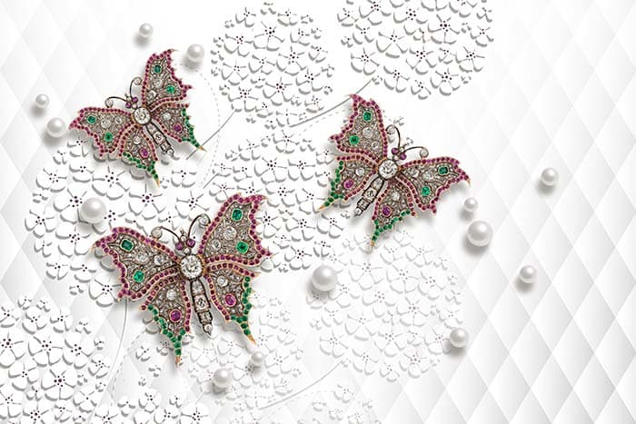 Elegant Studded Butterflies Wall Decor Wallpaper pattern detail