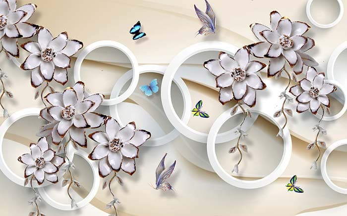 Aesthetic Butterfly and Rings Design Wallpaper pattern detail