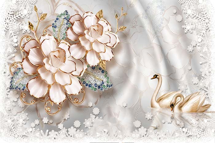 Flowers and Swans pattern detail