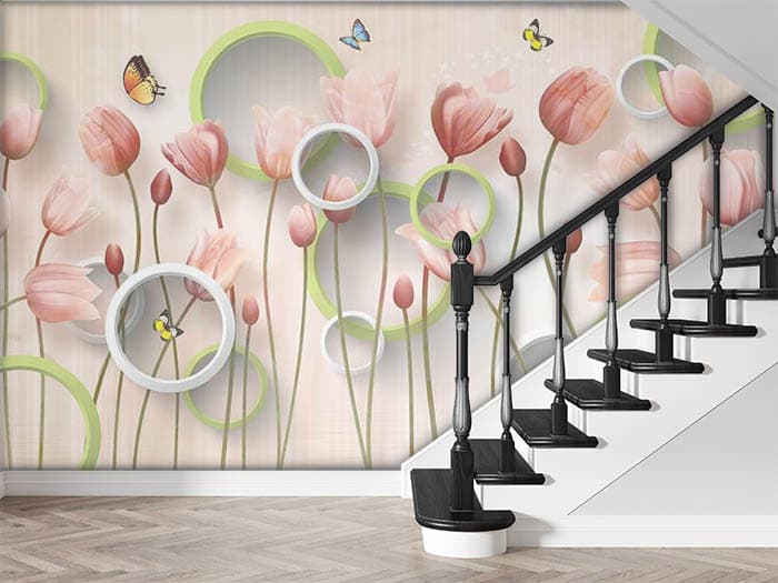 Peachy tulips shown in a room