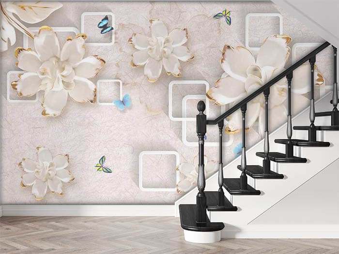 Squares and Flowers shown in a room
