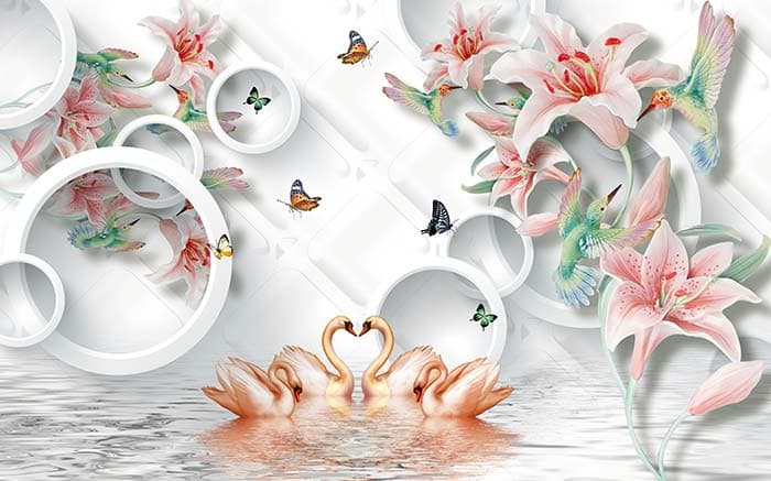 Swans and Lilies pattern detail
