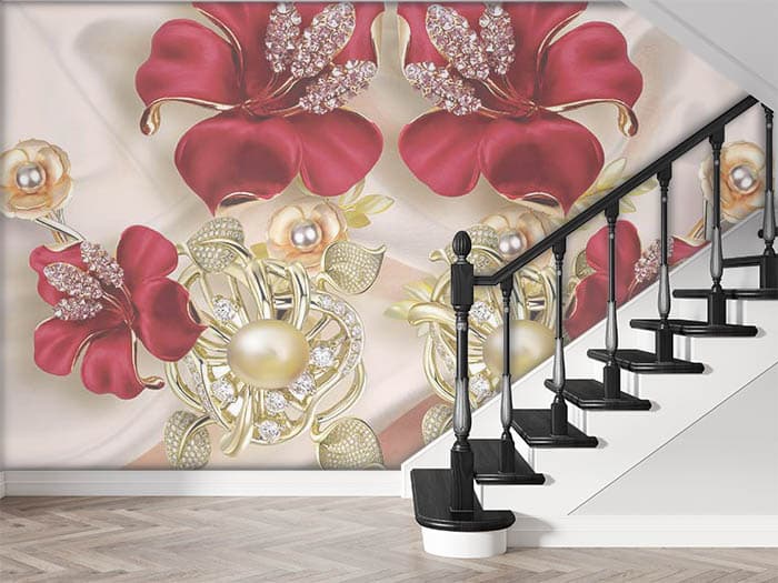 Red and Golden flowers shown in a room