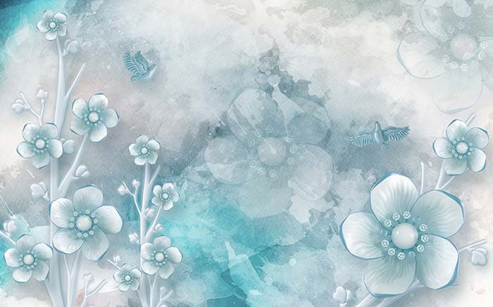 Mist Blue Flowers pattern detail