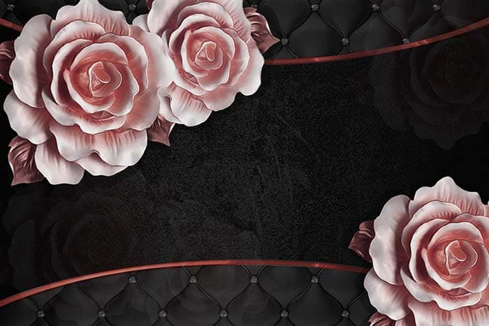 Pastel Pink Roses With Black Background Wall Wallpaper pattern detail