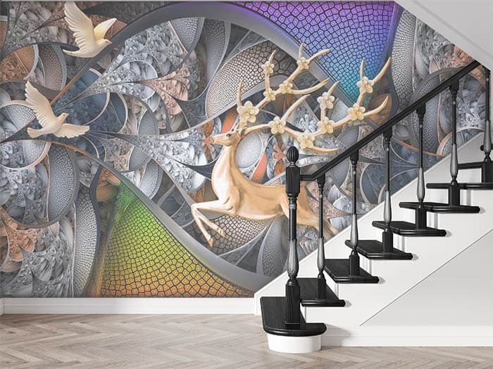 Majestic Reindeer Design Wall Decor Wallpaper shown in a room