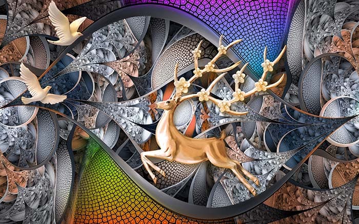 Majestic Reindeer Design Wall Decor Wallpaper pattern detail