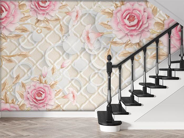 Dreamy Pink Carnations Floral Pattern Wallpaper shown in a room