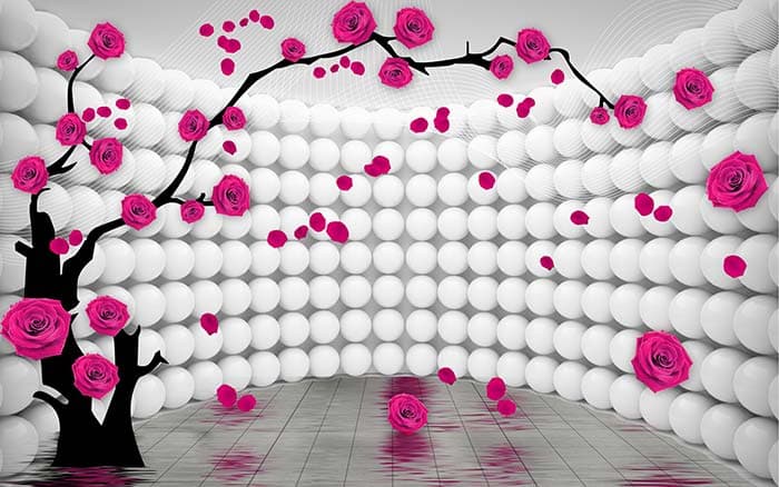 3D Balls and Roses Wallpaper for Wall pattern detail
