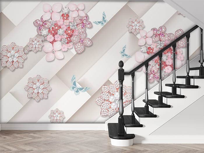 Pink Rhinestone Flowers shown in a room