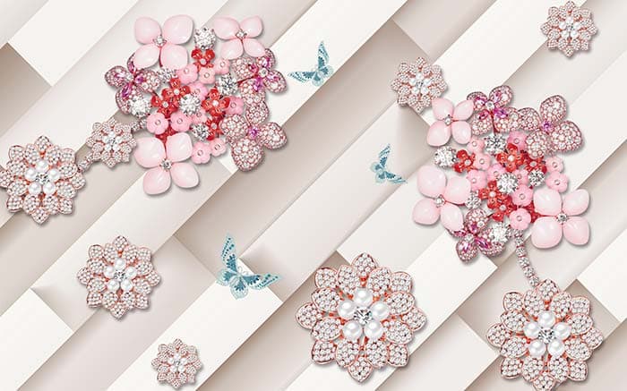 Pink Rhinestone Flowers pattern detail