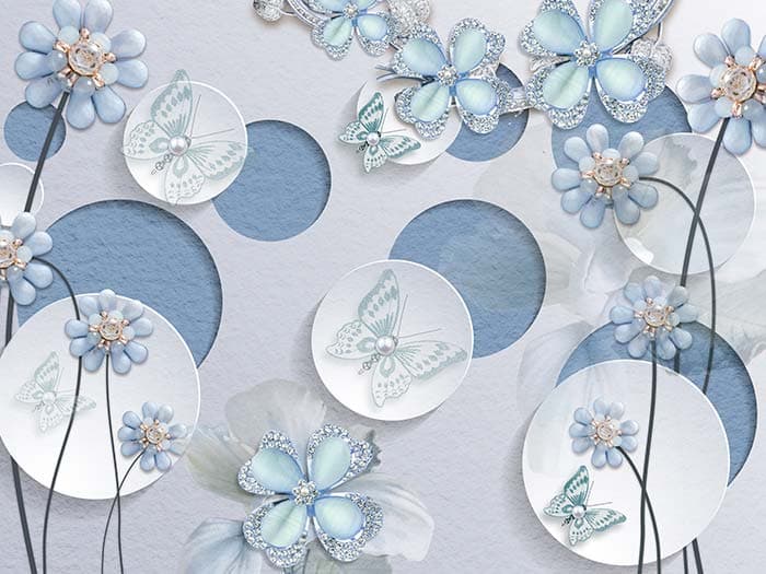 White and Blue flowers pattern detail