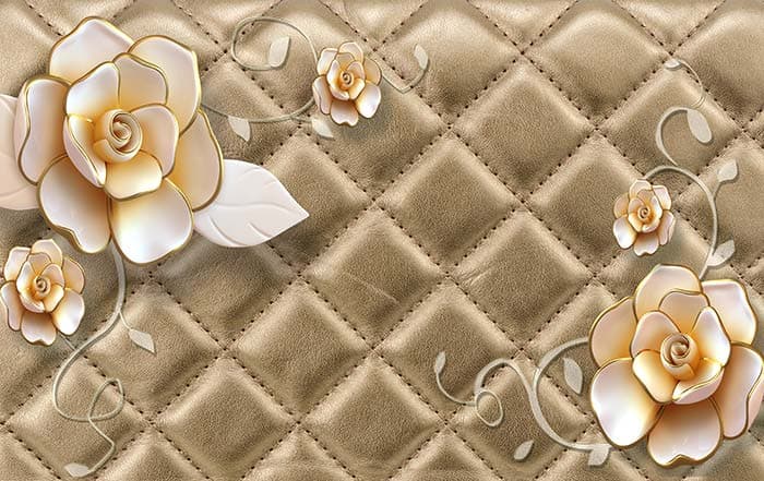 Elegant Floral Beige Buttercups Wall Art Wallpaper pattern detail