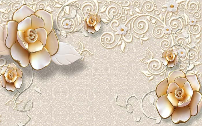 Peach Buttercups Floral Wall Decor Wallpaper pattern detail