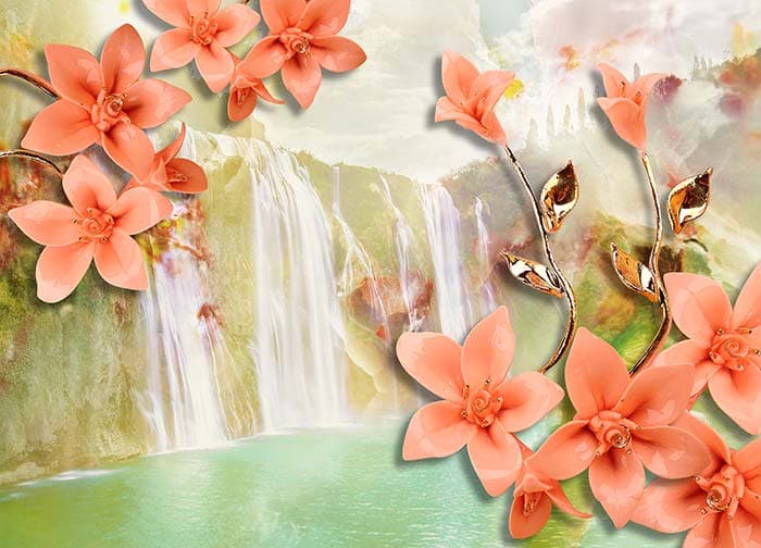 Waterfalls and Flowers pattern detail