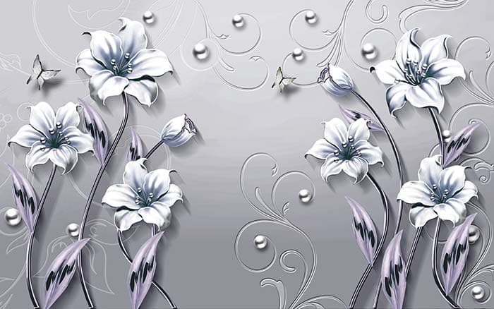 Aqua Blue Flowers pattern detail