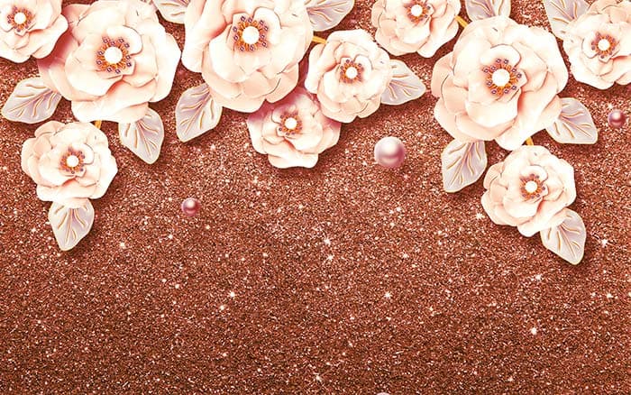Elegant 3D Blossom and Glitter Wallpaper Design pattern detail
