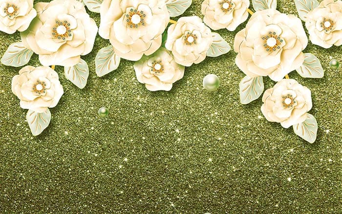 Premium Floral Glitter Texture Wallpaper pattern detail