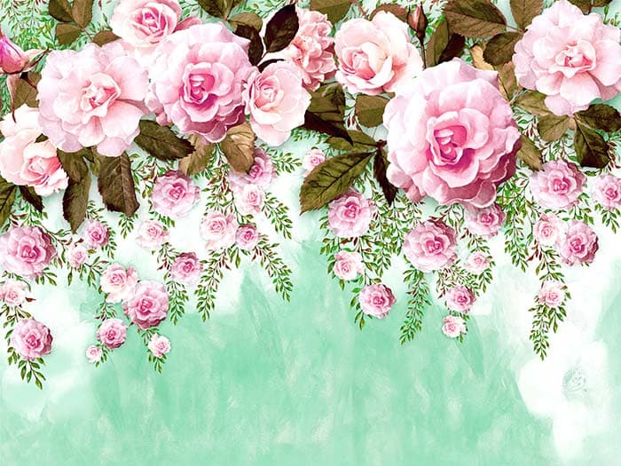 Hanging Pink Roses Wallpaper for Wall pattern detail