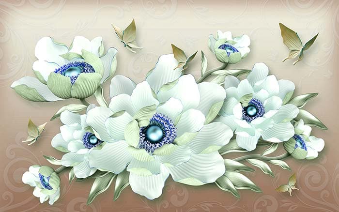 Large White Blooms pattern detail