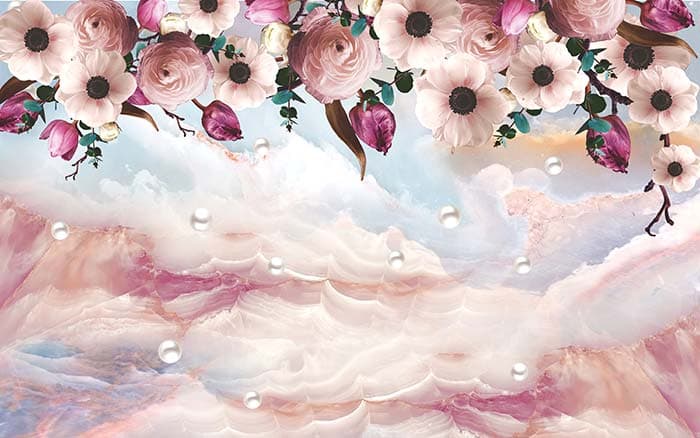 Pastel Floral Wonderland Wallpaper Mural pattern detail