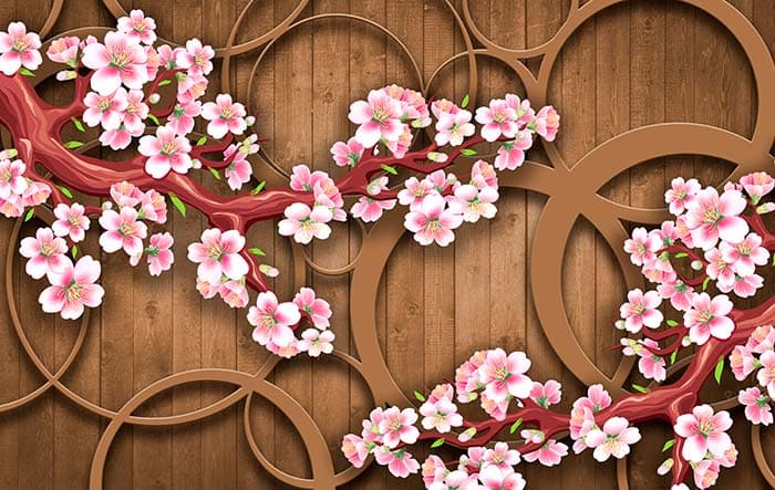 Brown Rings and Flowers pattern detail