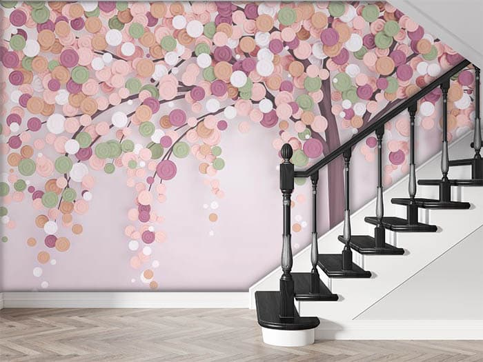 Peach Abstract Tree shown in a room
