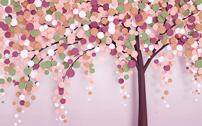 Peach Abstract Tree pattern detail