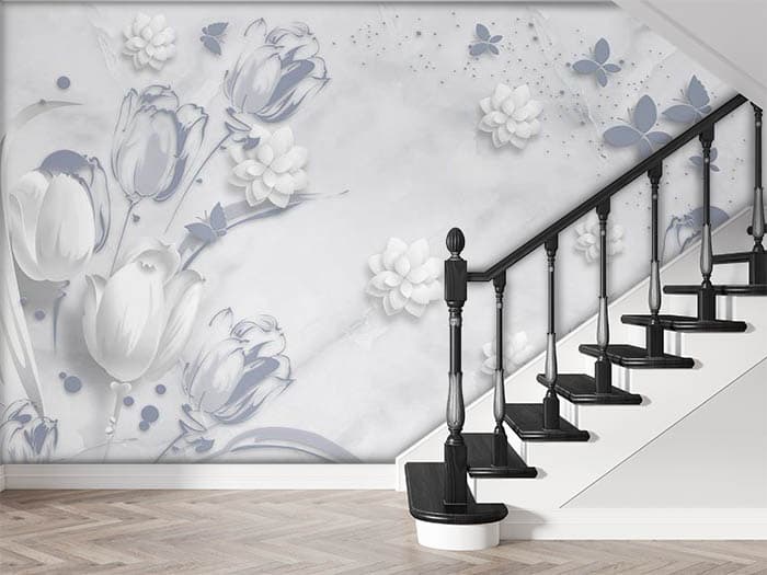 Luxury Neutral Butterfly Wall Design wallpaper shown in a room