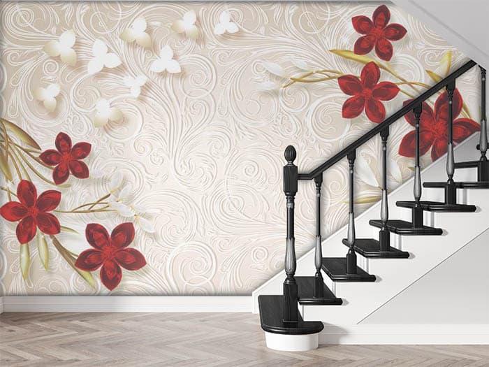 Red Blossoms shown in a room