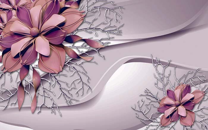Satin Mauve Petals Elegant Floral Blossom Wallpaper pattern detail