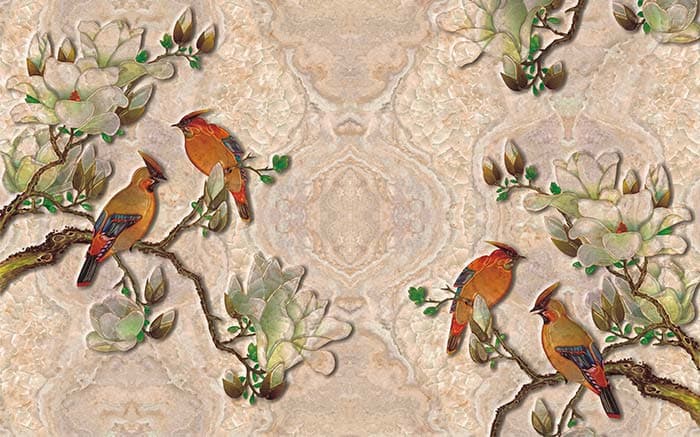 Humming Birds on a Tree Wall Mural Wallpaper pattern detail
