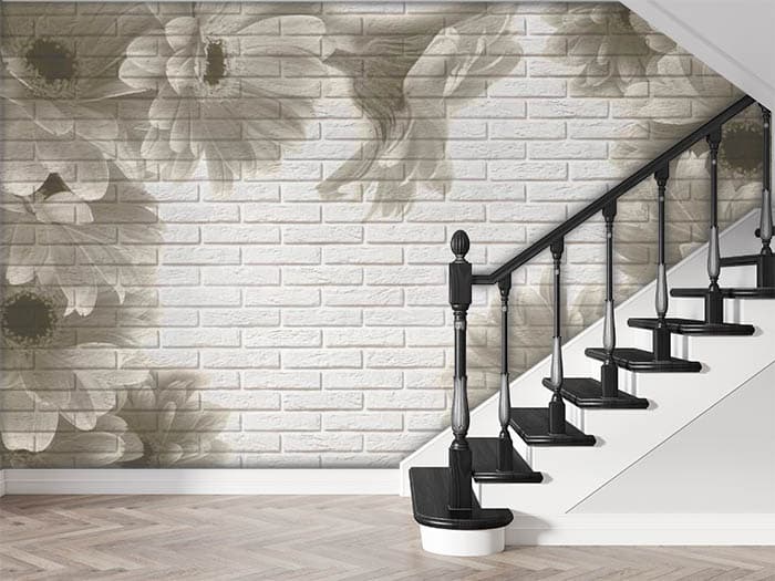 Premium Modern Daisy Wall Mural Wallpaper shown in a room
