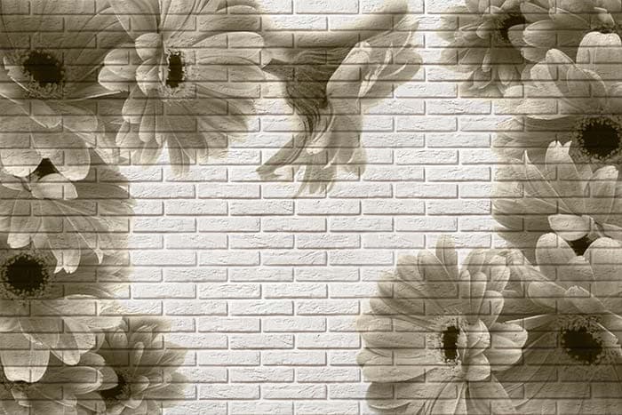 Premium Modern Daisy Wall Mural Wallpaper pattern detail