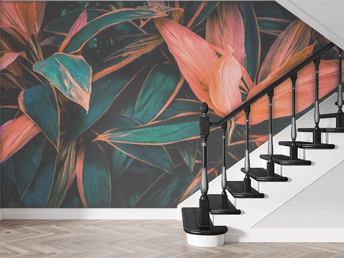 Green and Orange Leaves shown in a room