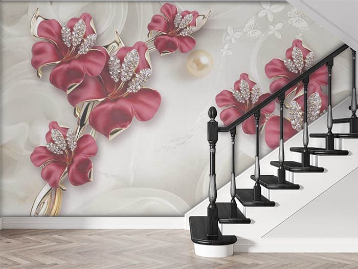 Studded Red Petals shown in a room