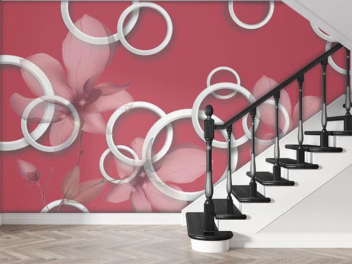 Red Petals and Rings shown in a room