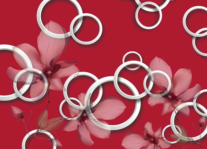 Red Petals and Rings pattern detail