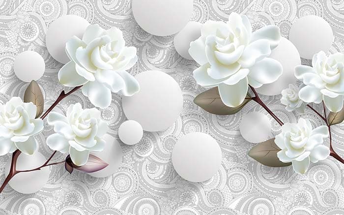 White Roses With Beautiful Background Wallpaper for Wall pattern detail