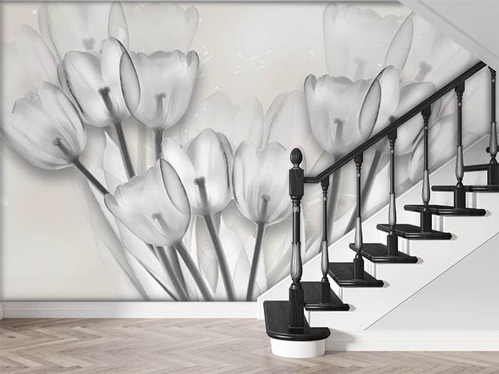 White Tulips shown in a room