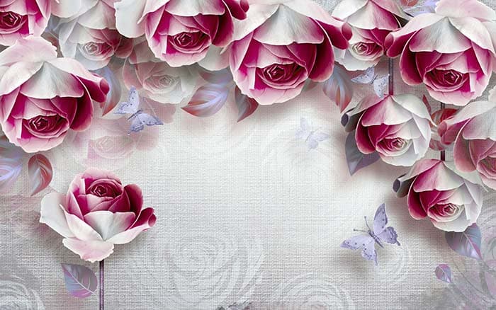 Red and White Roses Wallpaper for Walls pattern detail