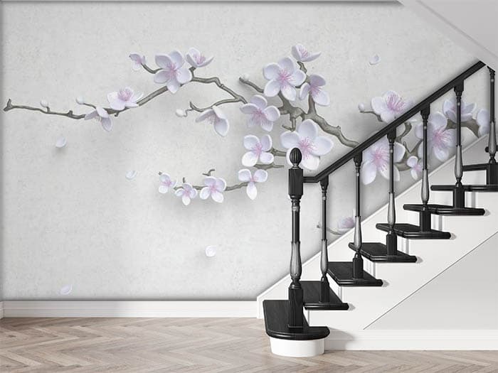 White Flowers on a Branch shown in a room