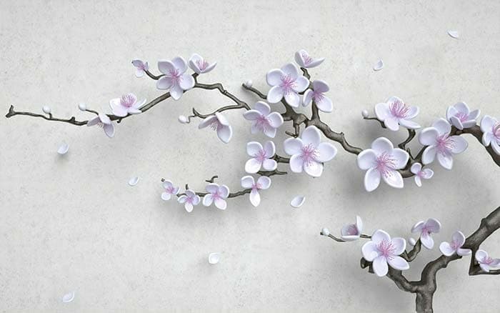 White Flowers on a Branch pattern detail