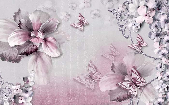 Beautiful Mauve Nature Wall Decor Wallpaper pattern detail