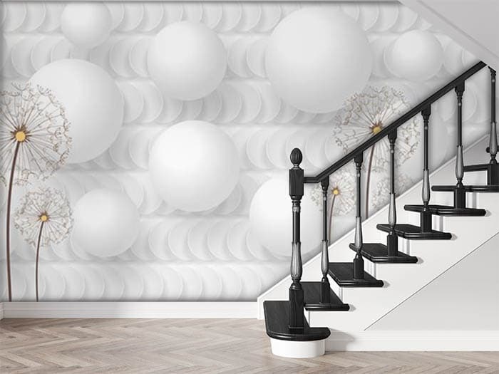 White Pearls and Dandellions shown in a room