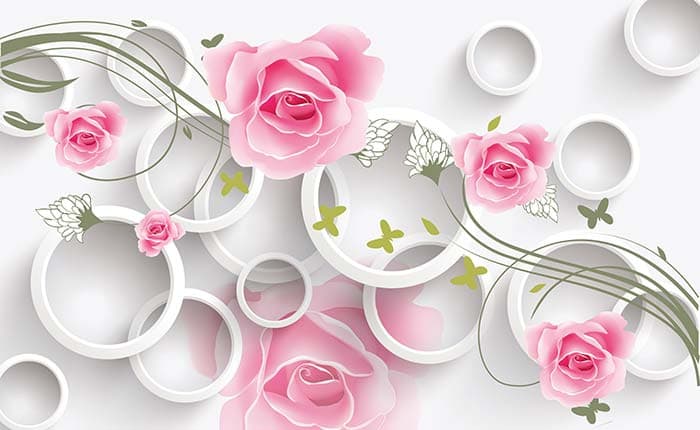 Baby Pink Roses Wallpaper for Wall pattern detail