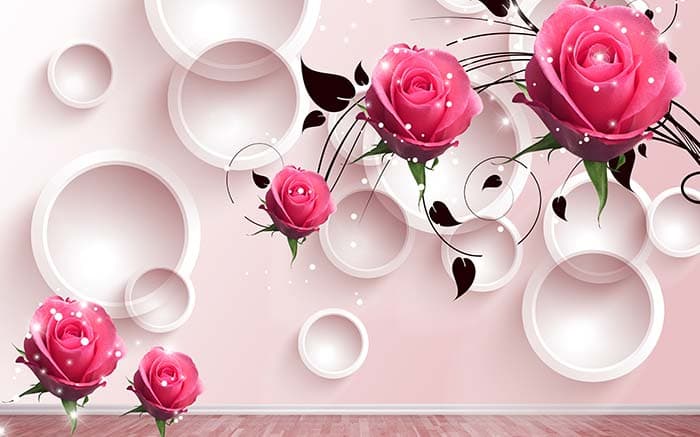 3D Pink Rings and Roses Wallpaper for Wall pattern detail