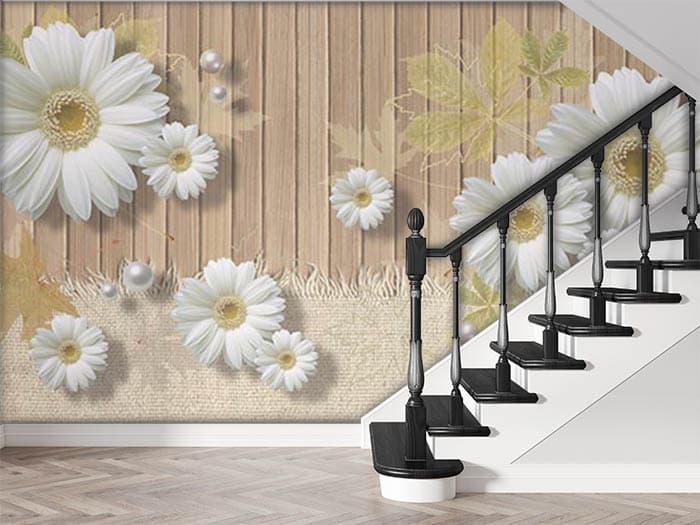 Pearls and White Daisies shown in a room