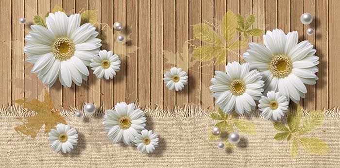 Pearls and White Daisies pattern detail