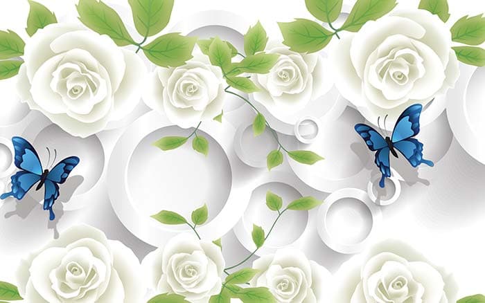 Blue Butterflies and Rings Wall Mural Wallpaper pattern detail